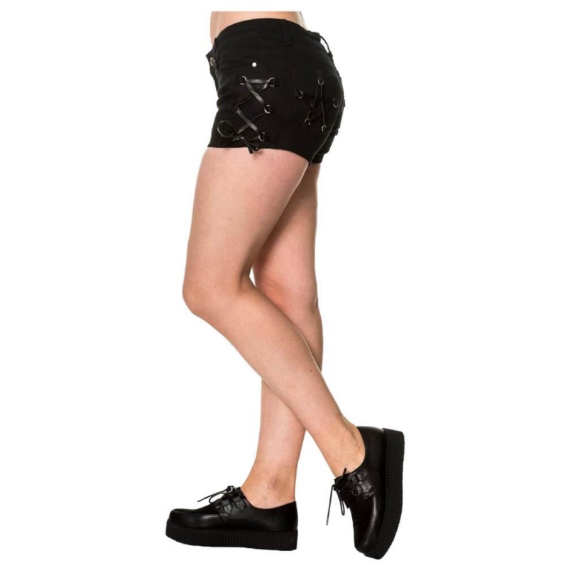 Women Gothic Banned Wild Imagination ladies shorts Black Denim Skirt 